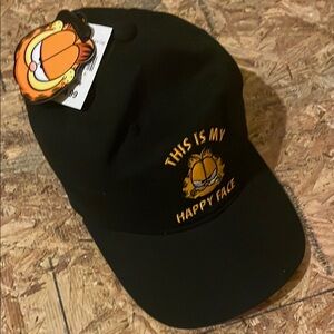 Black Garfield Cap with Embroidered Design